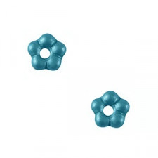 Czech glass beads flower 5mm - Alabaster Metallic aqua green 02010-29436
